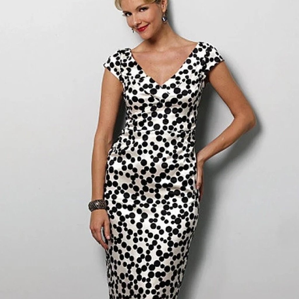 Formal Polka-Dot Midi Dress